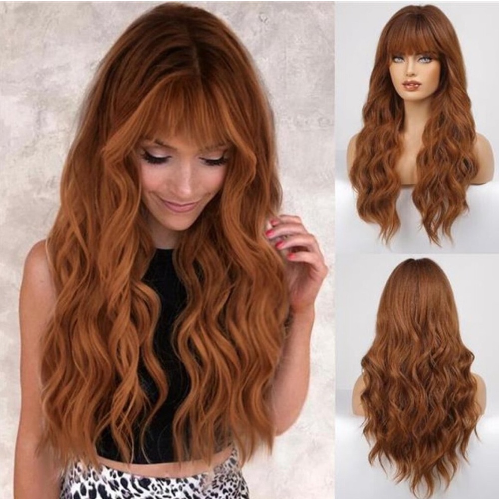 Wig with Bangs for Women, Ombre Auburn